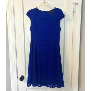 Royal Blue Lacy Cap Sleeve Women's Size 10 Liz Claiborne Midi Dress